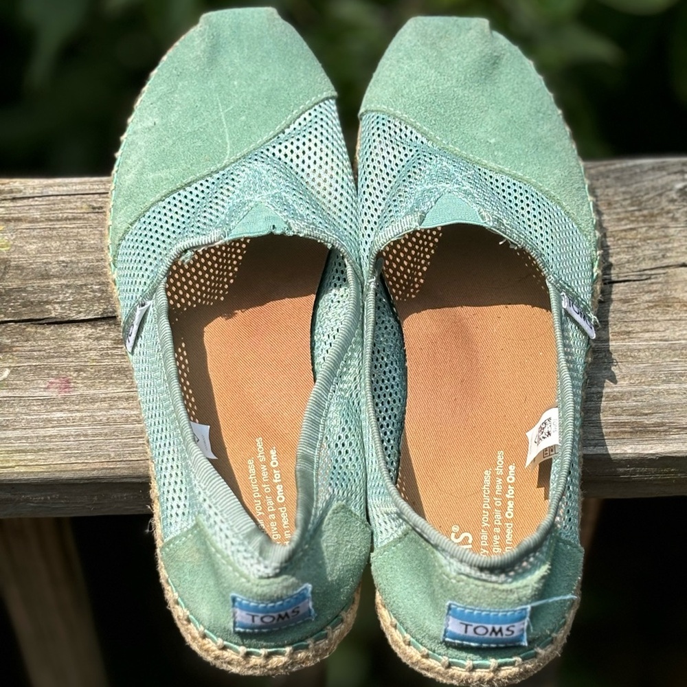 TOMS Aqua Green Espadrille Flats
